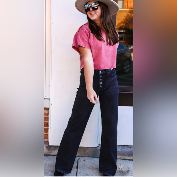 Judy Blue Denim - Judy Blue Black Wide Leg Button Fly Hi Waist Jeans Women’s Size 9/29 NWOT